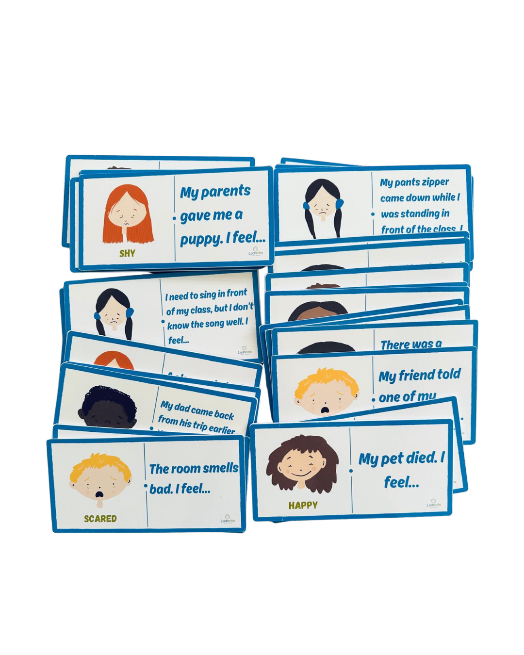 Tarjeta de juegos de Dominó de emociones en inglés Ludoniño